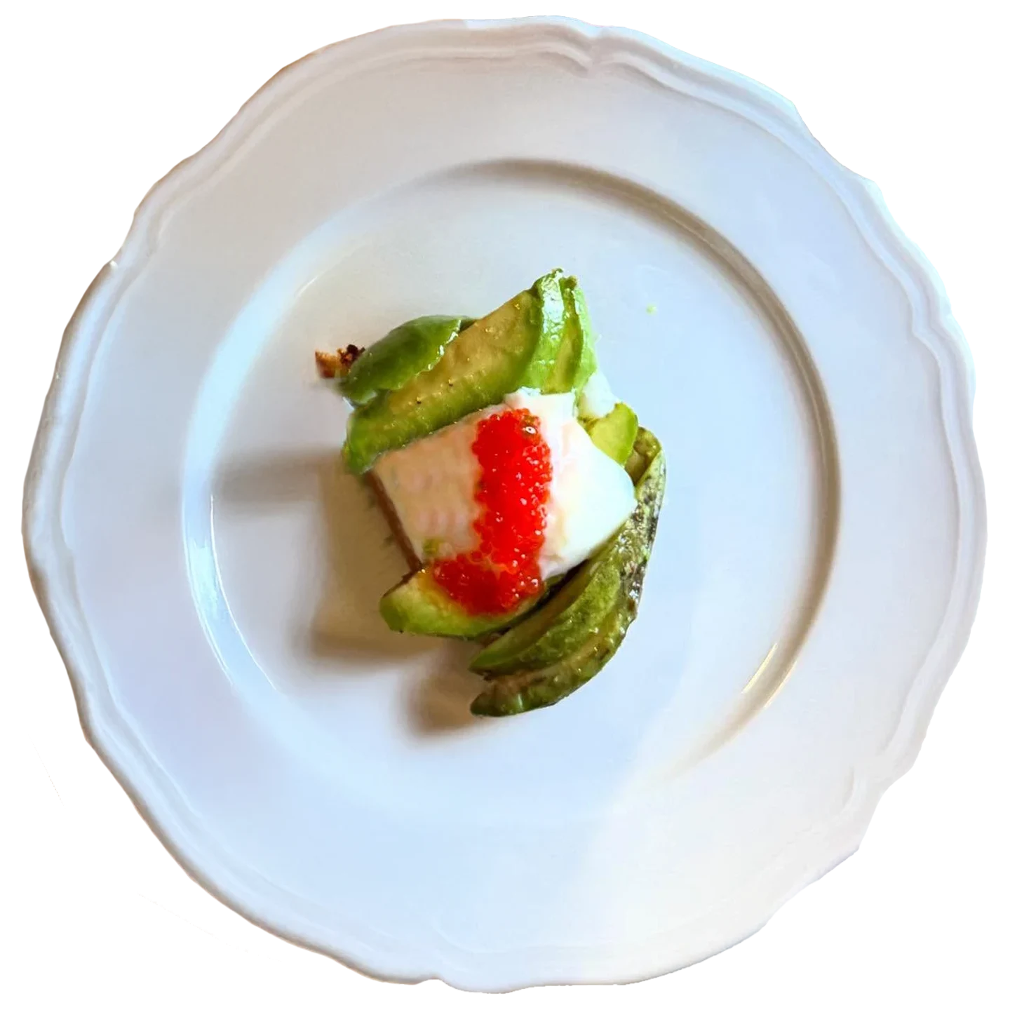 Crostone con avocado, uovo e caviale di salmone da Alcide a Venturina