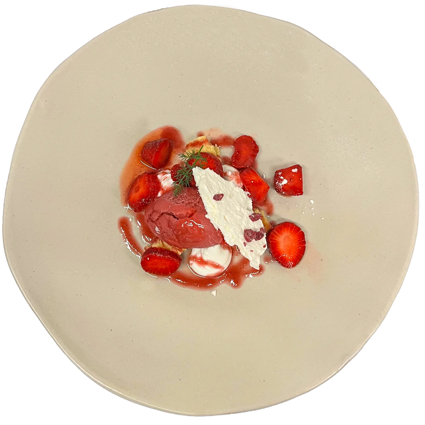 Piatto delle fragole con gelato artigianale, da Alcide a Venturina.